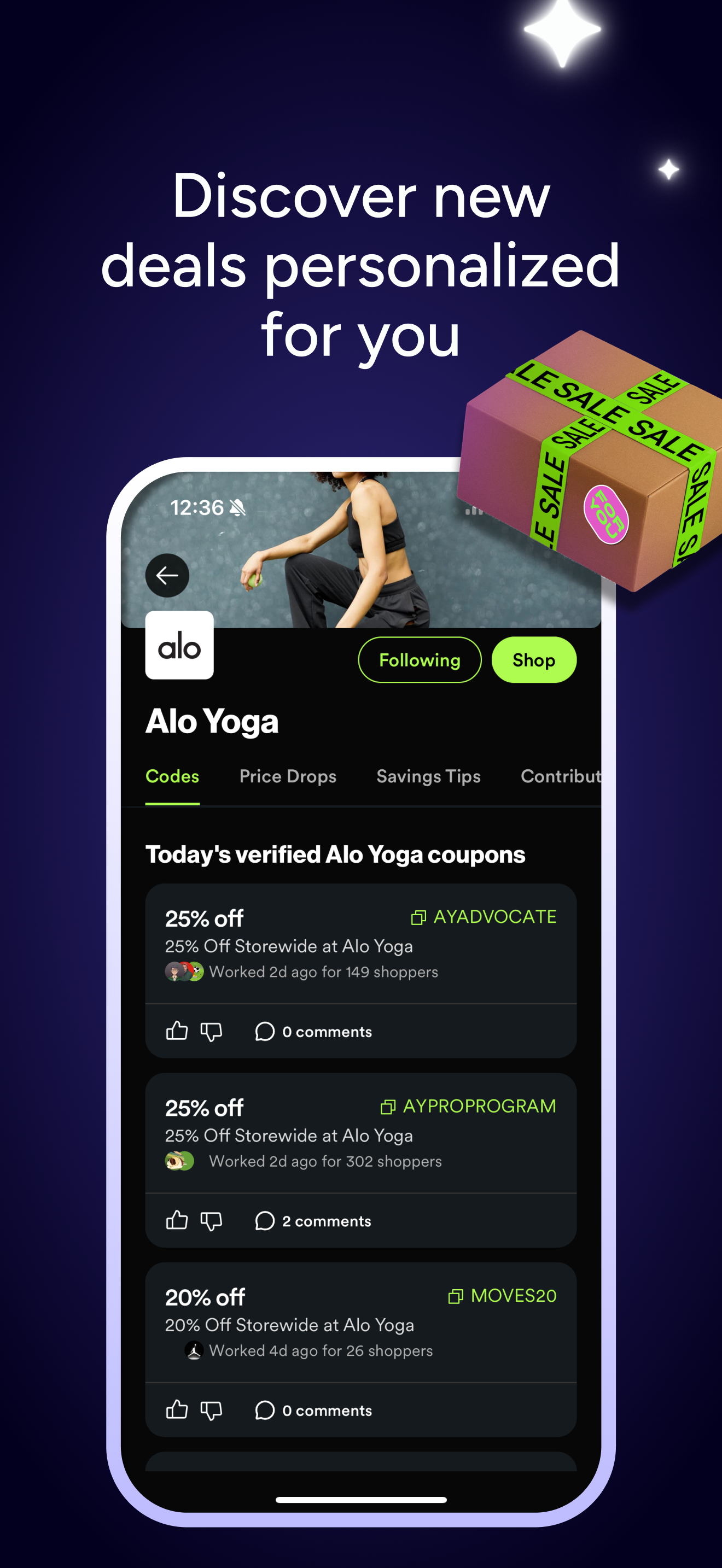 SimplyCodes on mobile ad