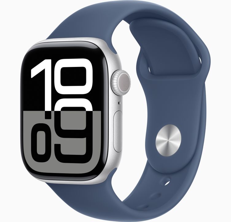 A silver Apple Watch Series 10