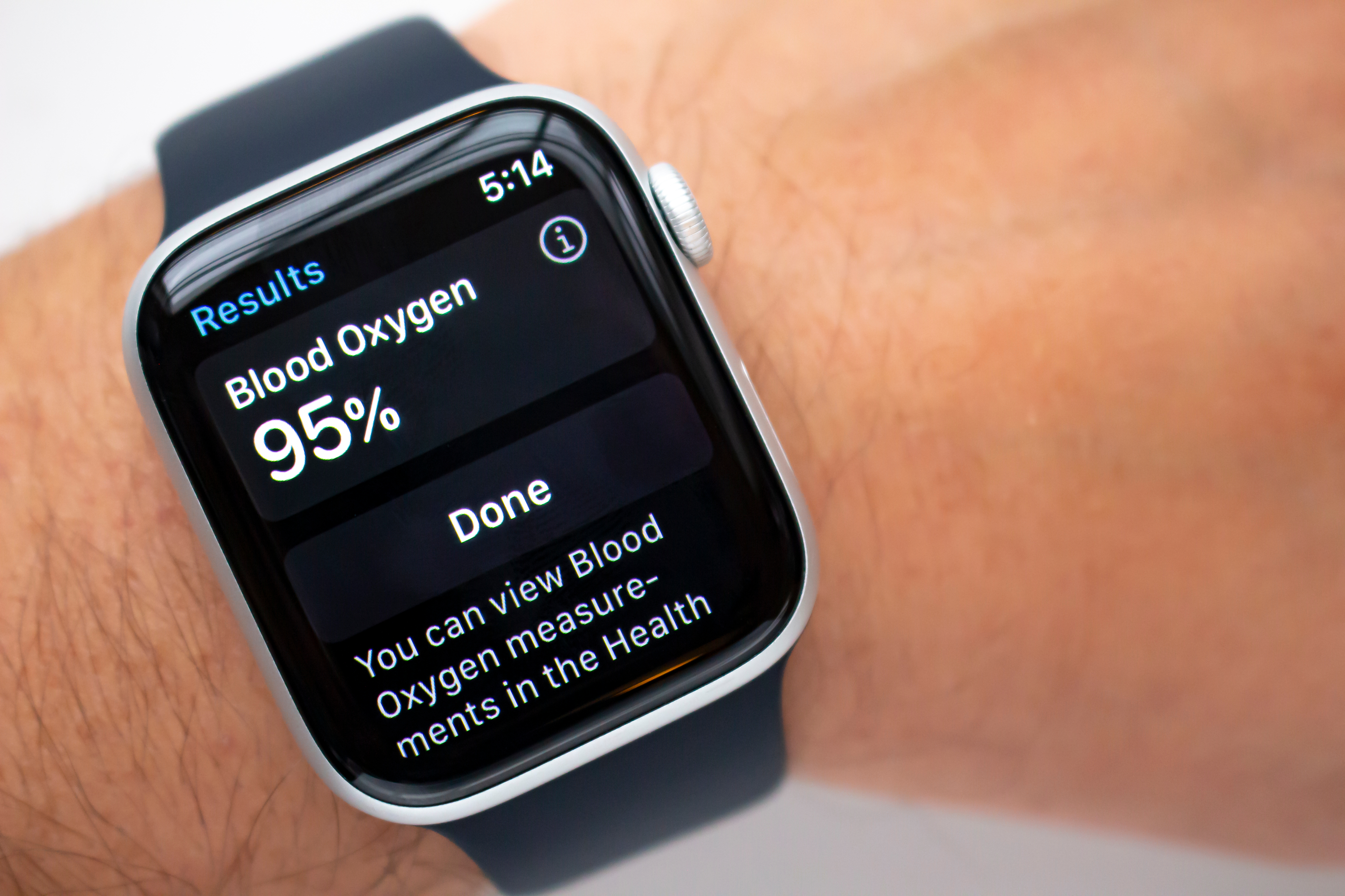 Blood oxygen levels on smartwatch