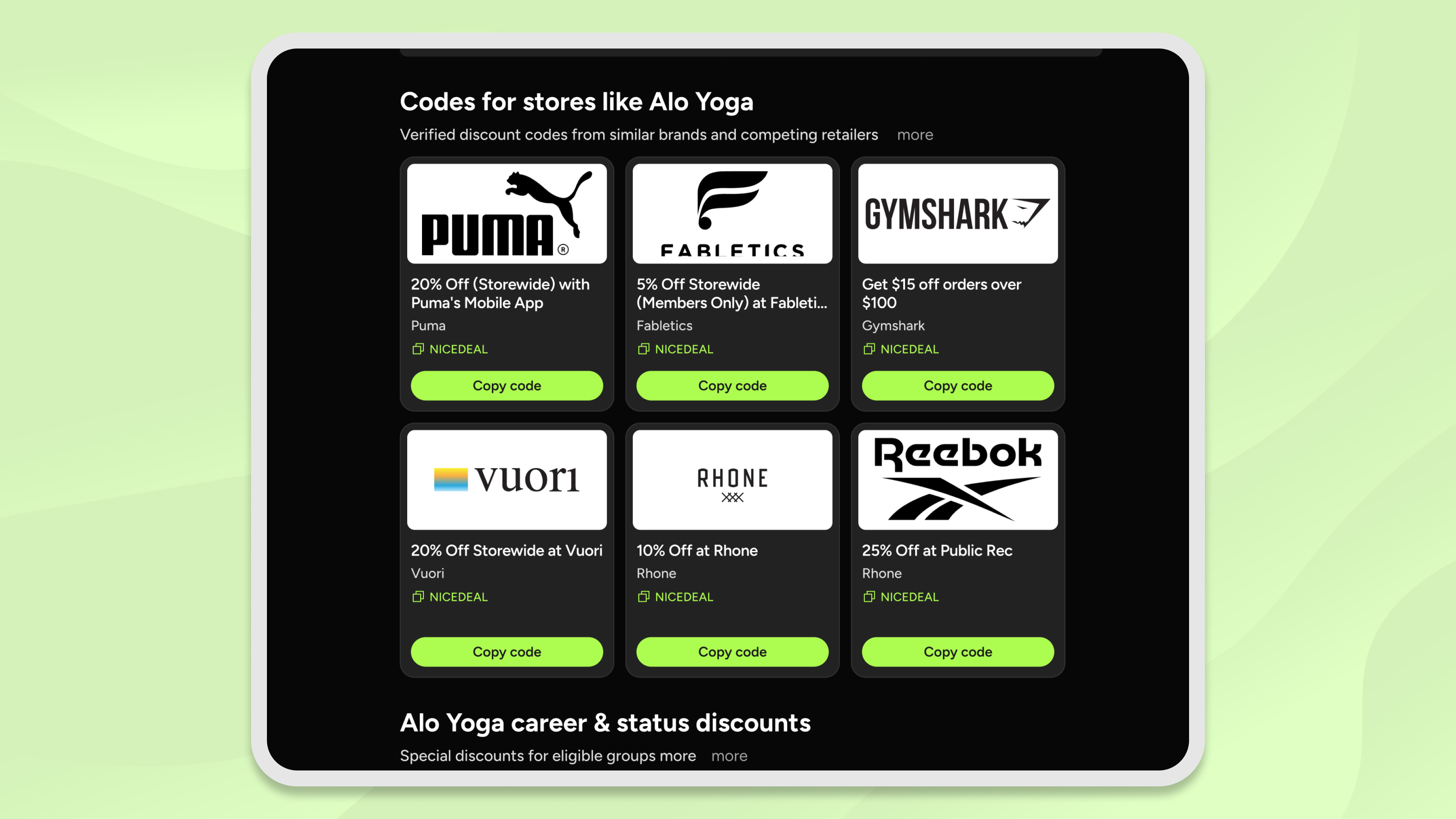 Other option codes for Alo Yoga for SimplyCodes