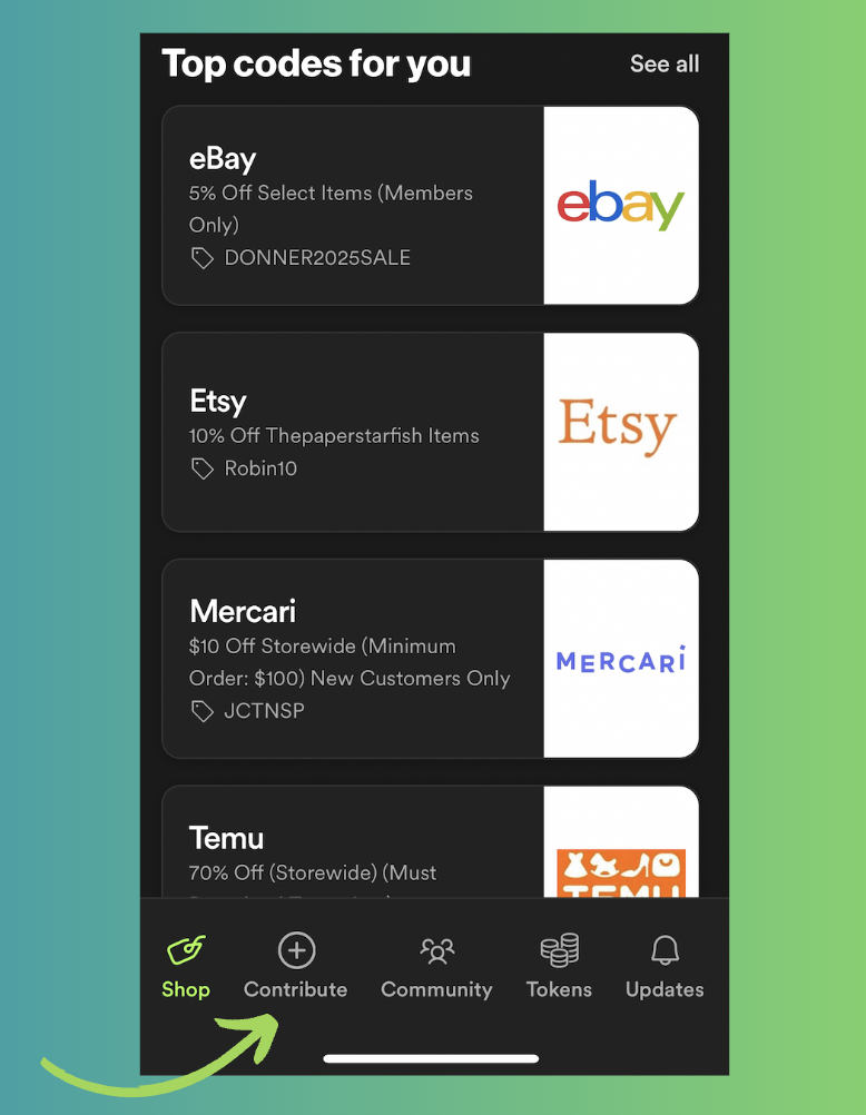 Contributor tab for SimplyCodes
