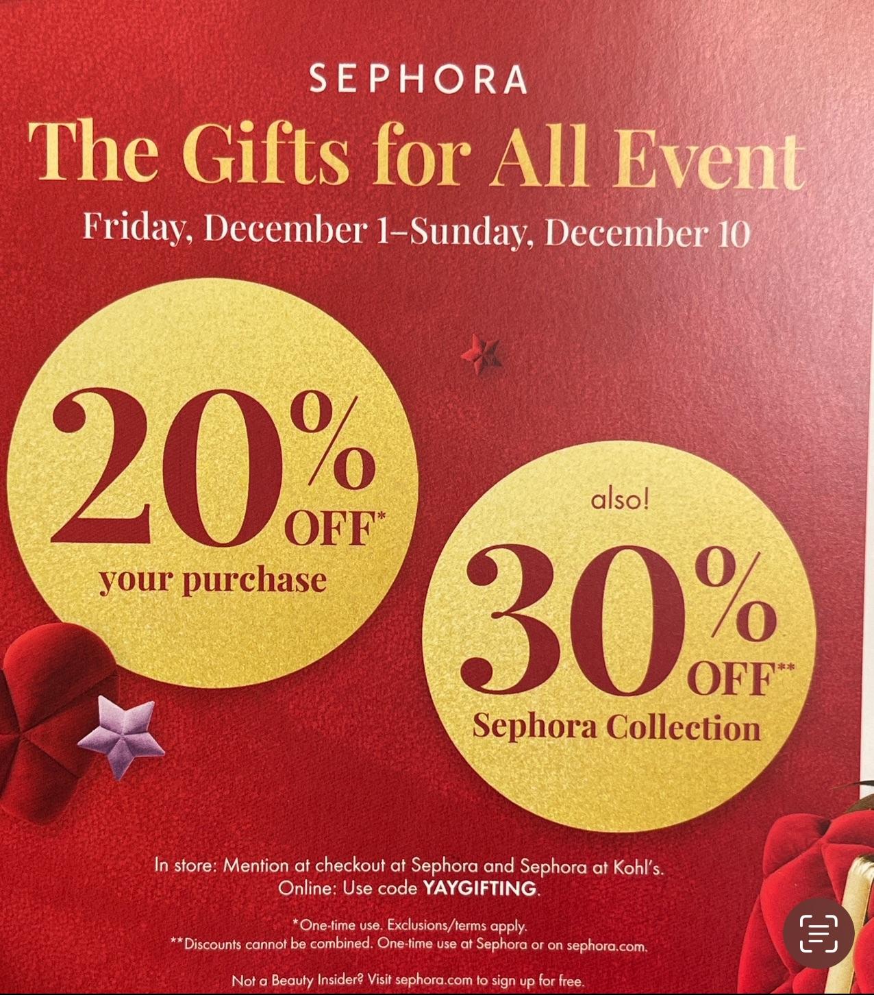 Sephora december Gifts for All Event