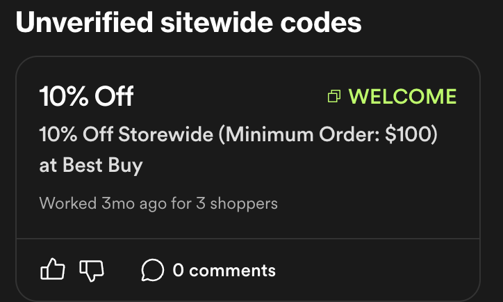 Unverified codes from Best Buy
