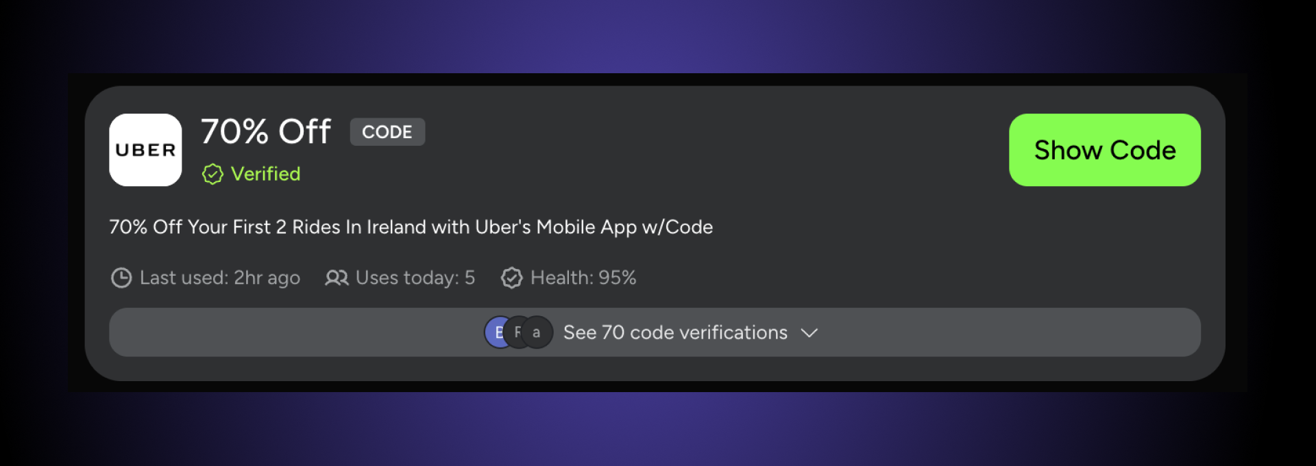 SimplyCodes promo code for Uber for location specific 