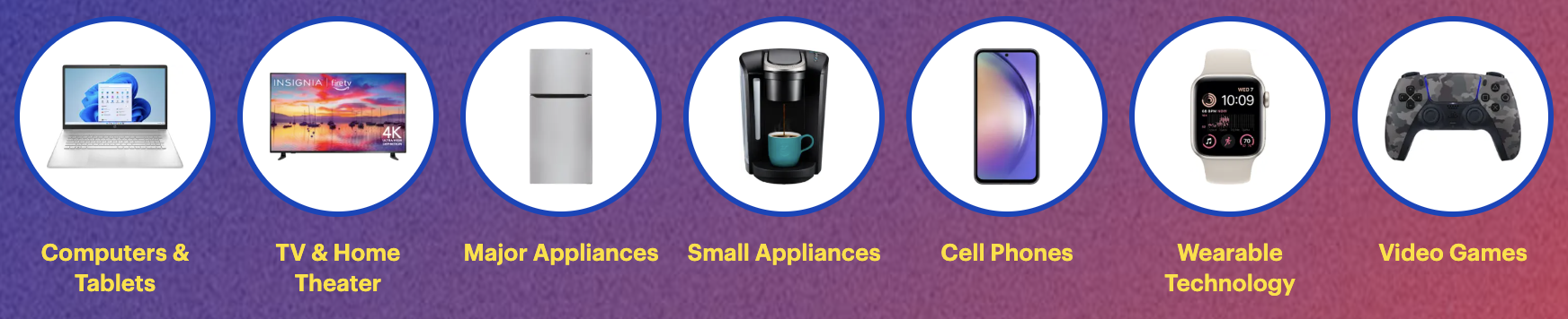 Types of categories to shop for Best Buy open box