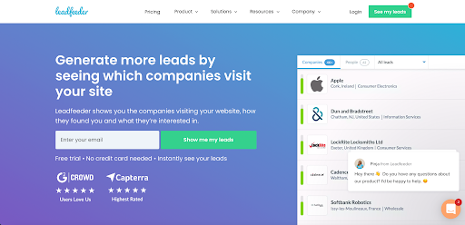 Leadfeeder home page