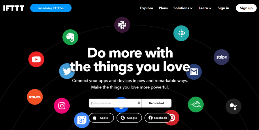 IFTTT homepage screenshot