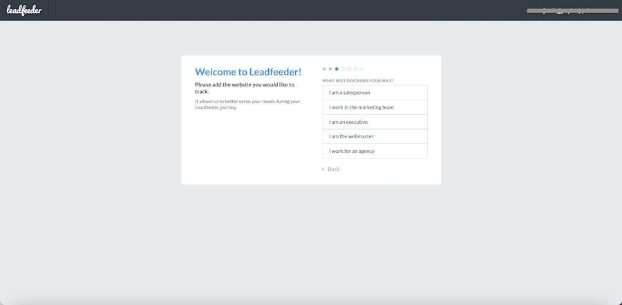 Leadfeeder sign up step 3