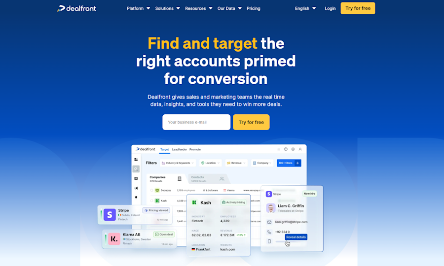 Dealfront Sales Intelligence Tool