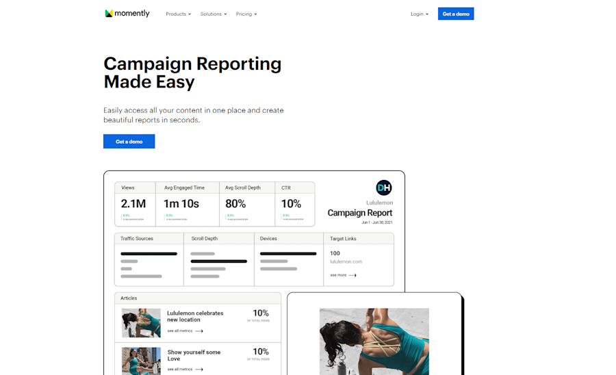 Momently blog analytics tool