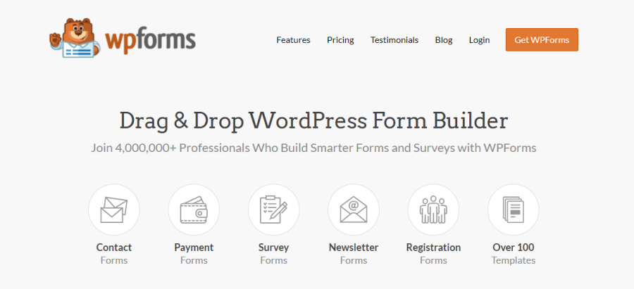 wpforms homepage screenshot