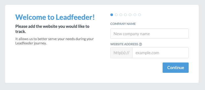 Leadfeeder sign up step 2