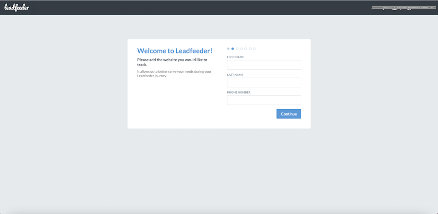 Leadfeeder sign-up step 2.5