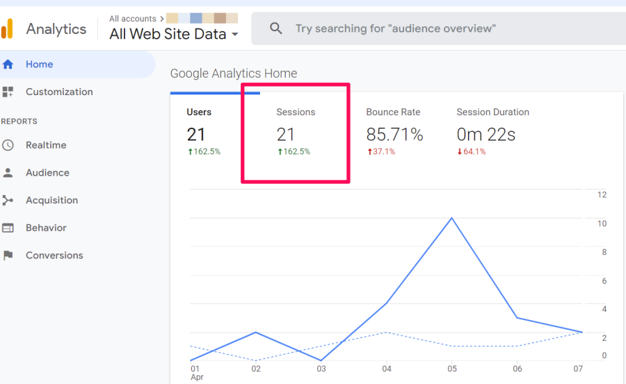 Website traffic analytics sessions