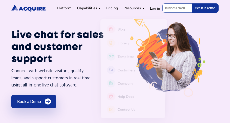 Acquire.io homepage screenshot