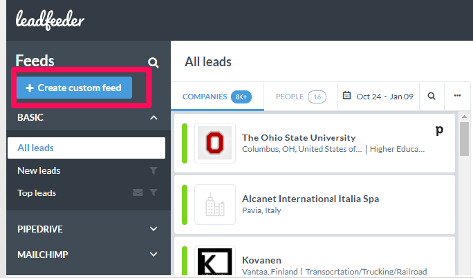 lead source custom feed