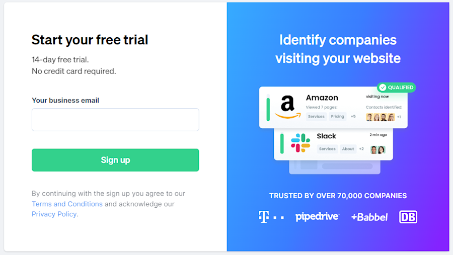 b2b sales personalize free trial leadfeeder