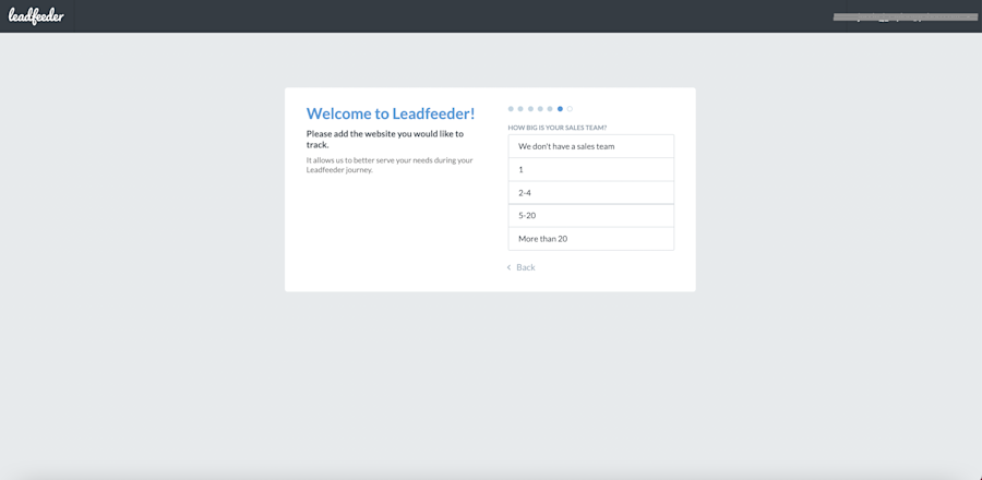 Leadfeeder sign-up step 5