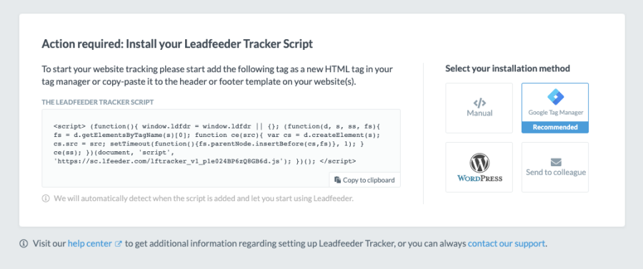 Leadfeeder sign up step 8