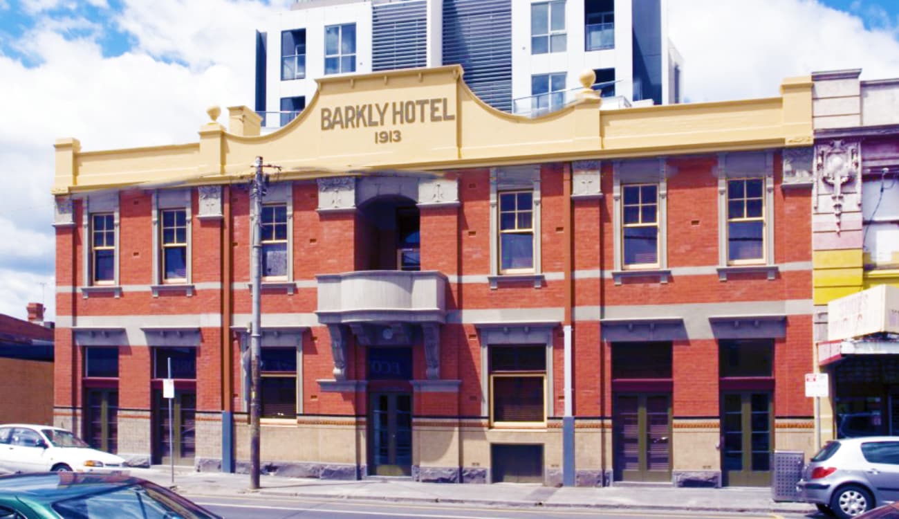 Exterior of The Cheeky Pint and the Barkley Hotel in Footscray