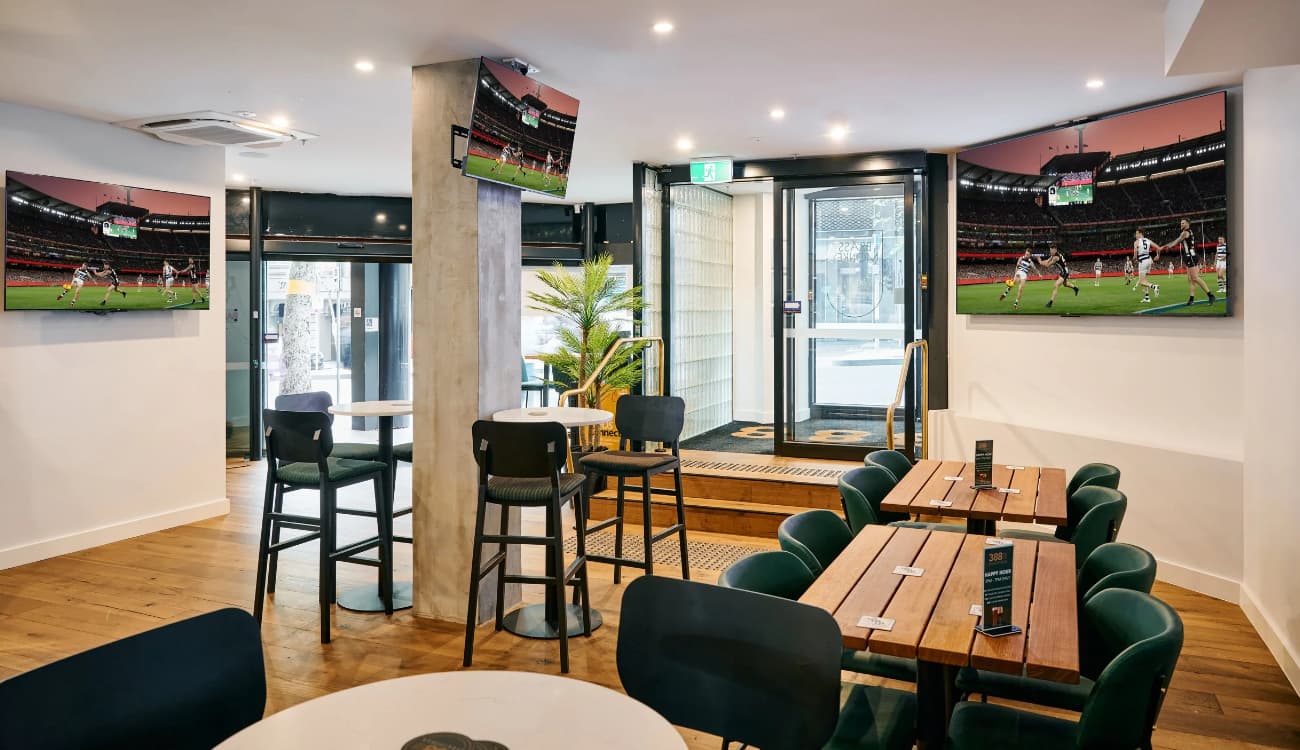 Interior of the ultimate sports bar, 388 Sports Bar, in the heart of Melbourne's CBD