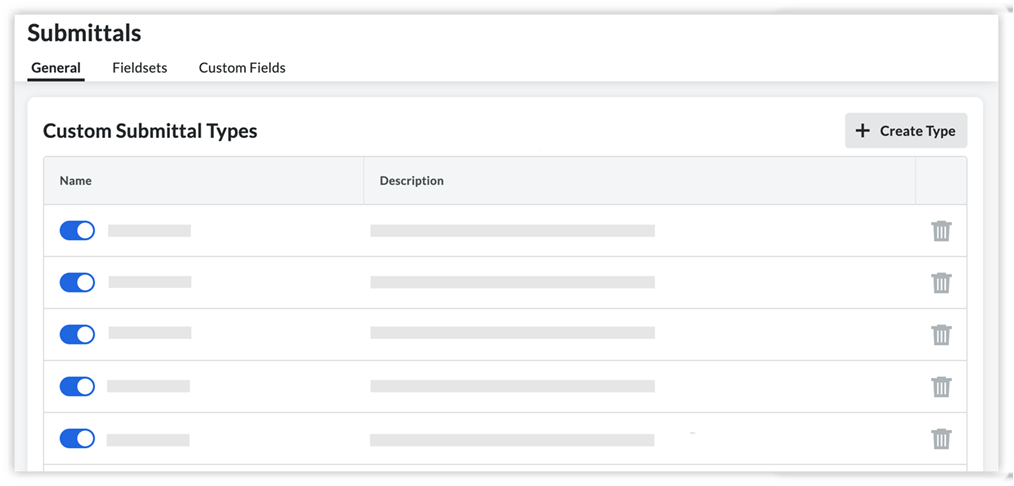 Custom Submittal Types