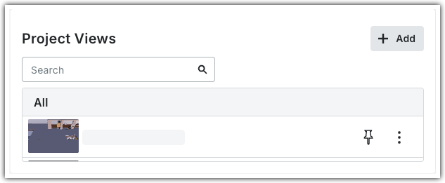 This image shows the Project Views card in the Admin view of Model Manager Dashboard