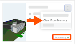 This image shows the Clear from Memory menu option in the More menu of a model in the Models tool. 