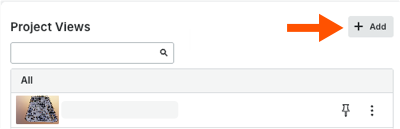This image shows the Add button in the Project Views card of the Model Manager tool, which is only available to tool Admins.