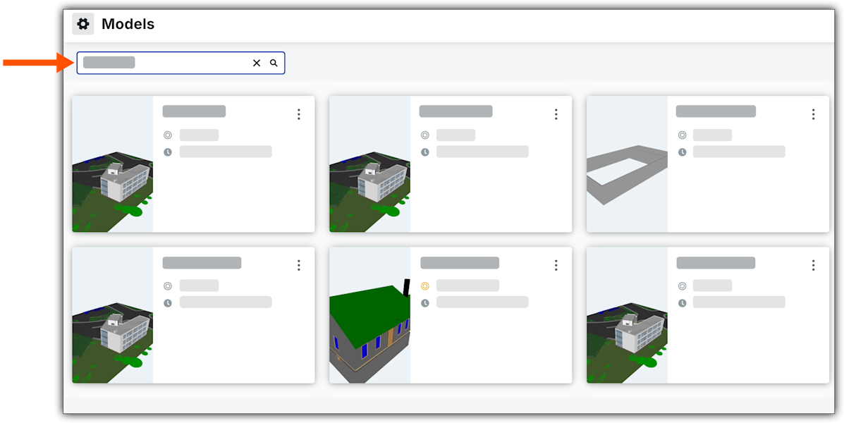 This image shows an example entry in the Search by Name box in the Models tool.