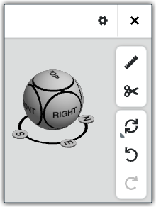 The Navigation Sphere in the Next-Gen Viewer lets you to manipulate the 3D orientation of the model by clicking on its faces (for example, Top, Front, Right, and so on), corners, or edges.