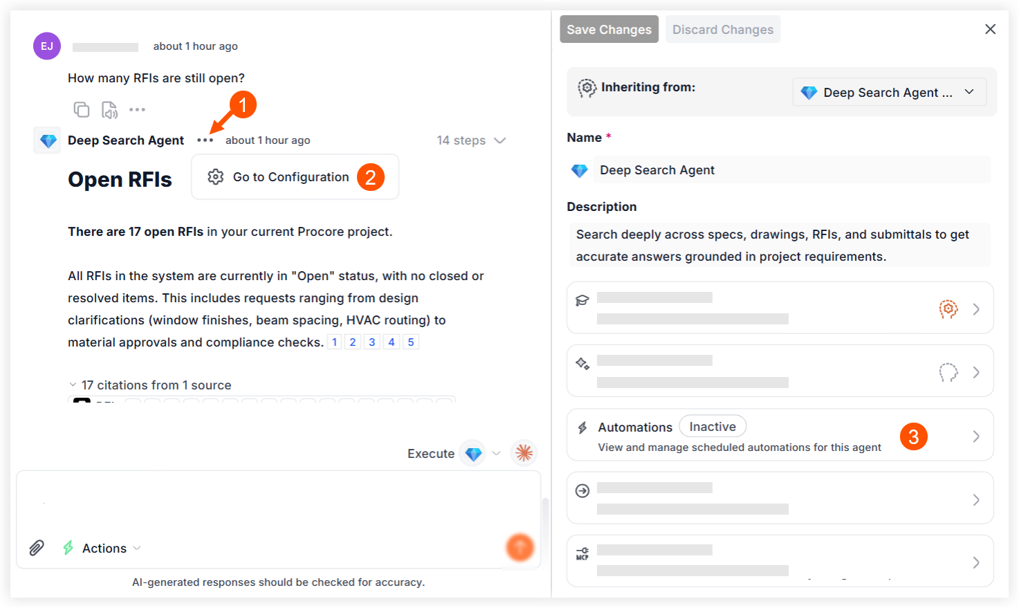 access triggers feature in Procore AI
