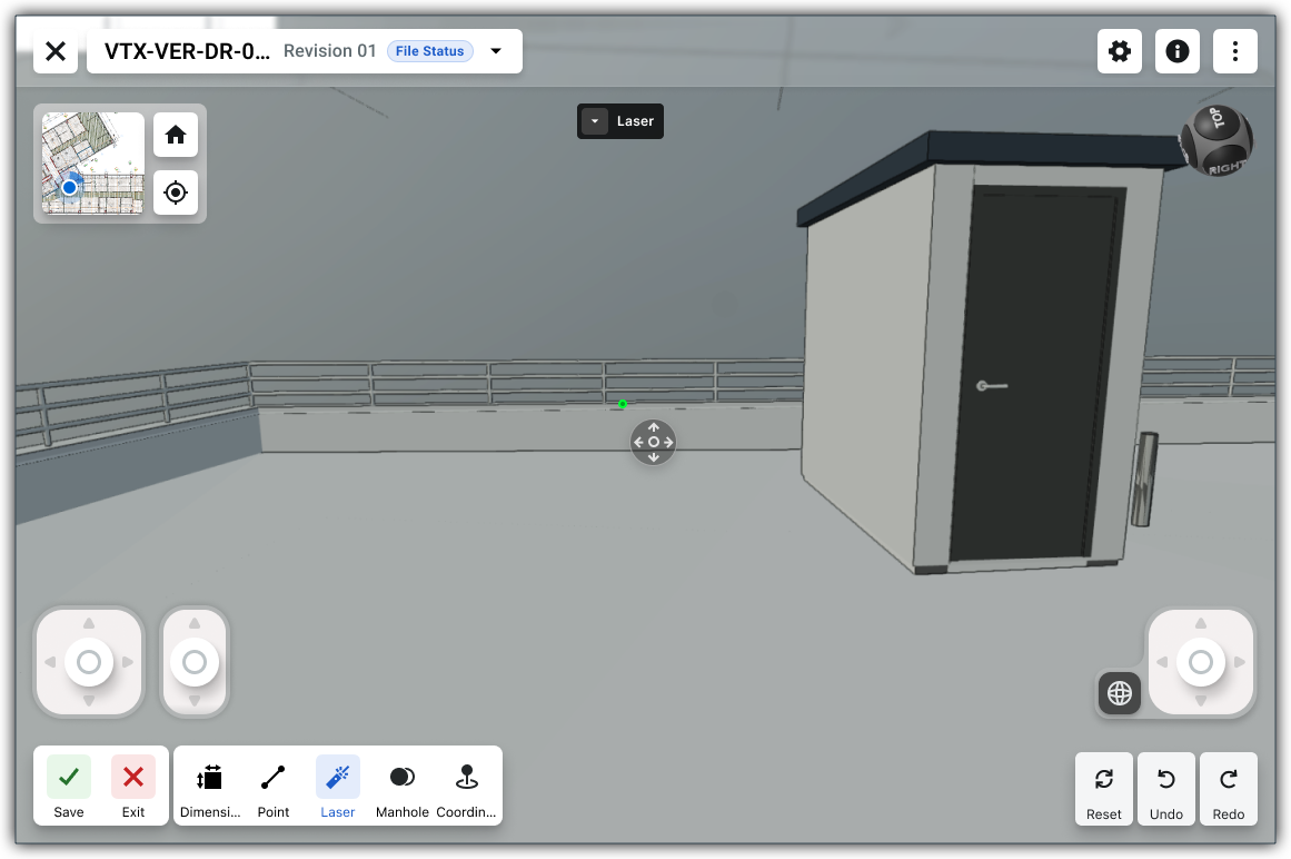 This image shows the initial cursor state for the Laser tool in the Next Gen Viewer of the Model Manager tool.