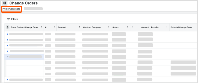 View Prime Contract Change Orders