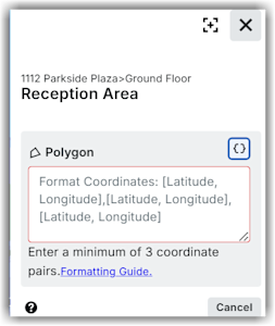 This image shows the text boxused to enter the coordinate values for adding locations to the map.