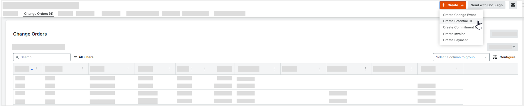 Create Potential Change Order From Prime Contract