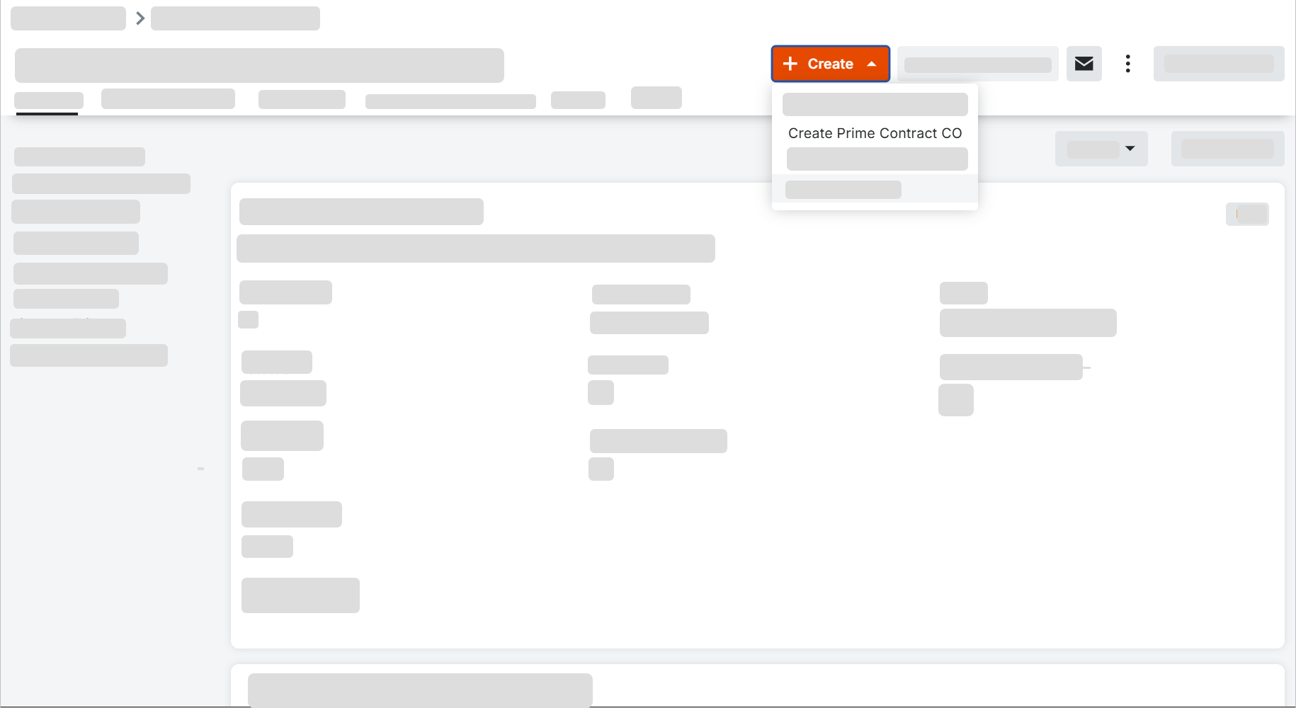 Create Prime Contract Change Order Request