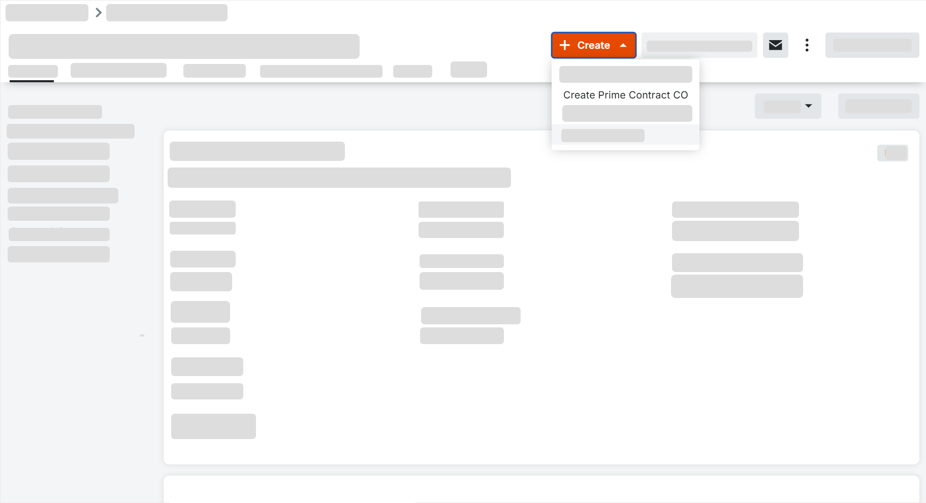 Create Prime Contract Change Order Request