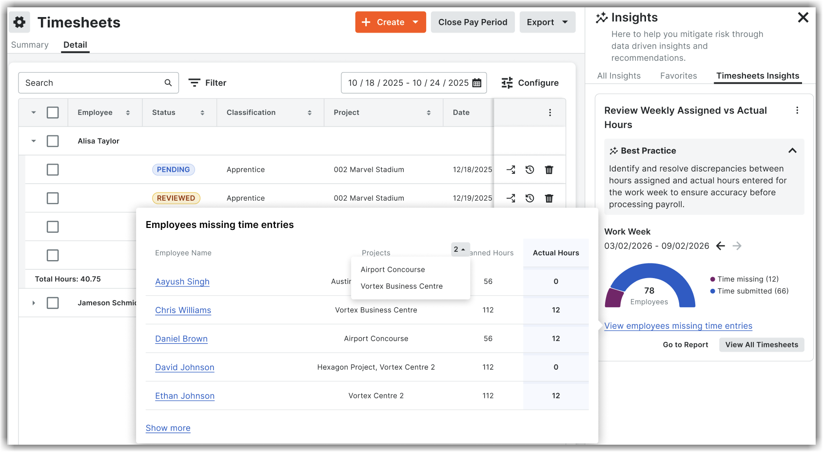 Company-level Timesheets Insight