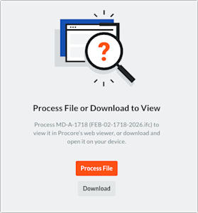 This image shows the Process File and Download buttons when a new file in the Model Files card in the Model Manager tool is opened for the first time. 