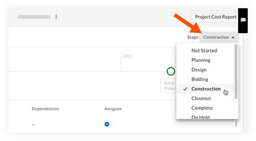 Project Stage Drop Down