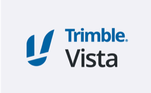 Trimble Vista logo featuring a blue abstract icon and the words Trimble Vista in blue and dark gray text.