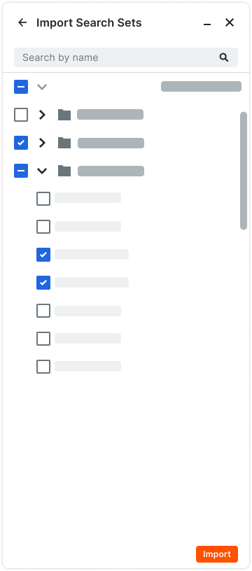 This image shows the Import Search Sets panel in the Next Gen Viewer of the Model Manager tool. 