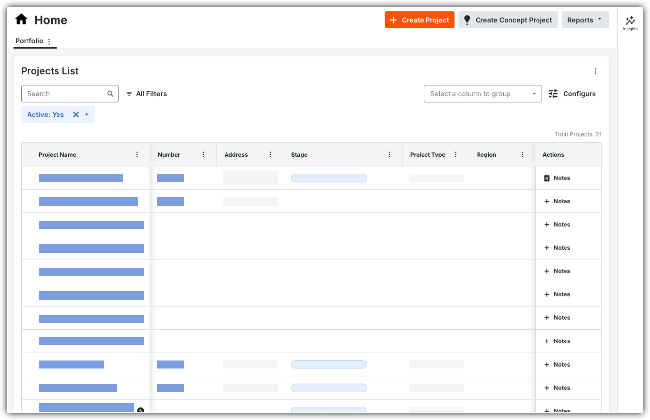 New Procore Home view