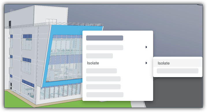 This image shows the Isolate options in the Actions menu for a selected object in the Model Manger viewer.
