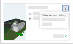 This image shows the View Version History menu option in the More Menu on a model tile in the Models tool. 