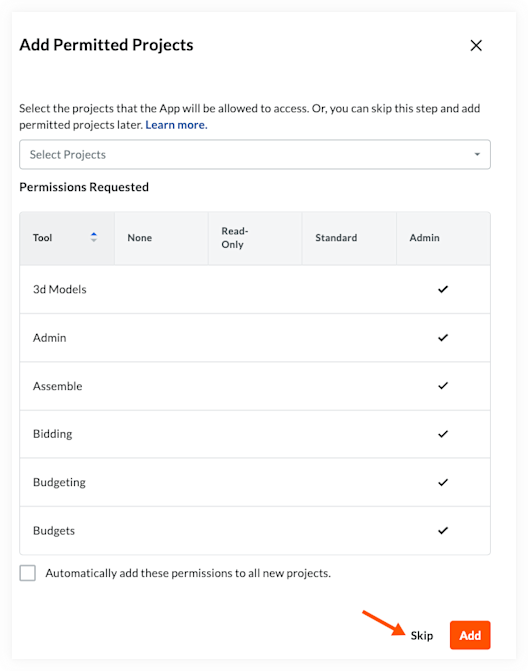 Add Permitted Projects