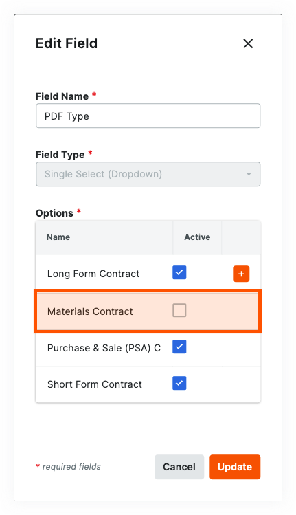Deactivate List Option