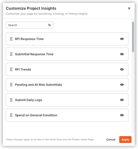 Customize Project Insights
