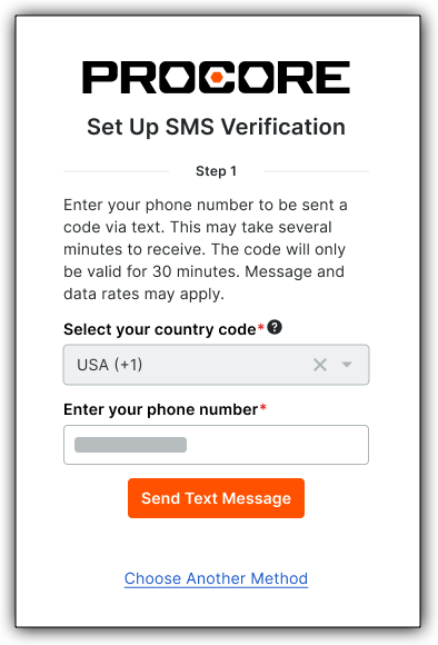 Select your country code and enter your phone number in the Set Up SMS Verification page before clicking the Send Text Message button. 